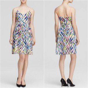 "TRINA TURK" MULTICOLOR GYPSUM PRINT FIT & FLARE A LINE 100%  SILK DRESS SIZE: 4